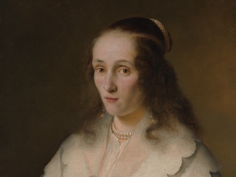 Retrato de mulher, pintura de Ferdinand Bol, 1642